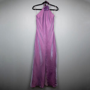 Vintage Kiki lilac metallic halter maxi formal dress-M